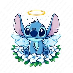 an image of a cute cartoon character with wings and flowers around it's neck