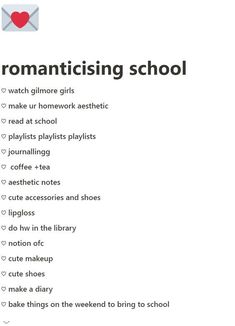 an email list with the words romanticisming school