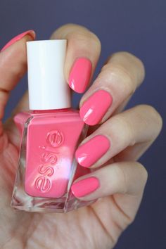 Essie Signature Smile | Essie Envy Coral Pink Nail Polish, Essie Meet Me At Sunset, Essie Coral Nail Polish, Essie Watermelon Nail Polish, Essie Nail Polish Orange, Nail Polish Style, Cute Summer Nail Designs, Long Nail Art, Cute Pink Nails