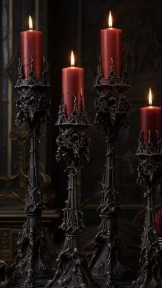 a group of candles sitting on top of a table