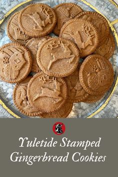 a plate filled with cookies on top of a table