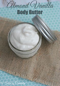 Almond Vanilla Body Butter DIY - A Spark of Creativity Vanilla Body Butter, Homemade Body Butter, Diy Body Butter, Oil Cleansing, Body Butters Recipe, Diy Lotion, Homemade Lotion, Diy Scrub