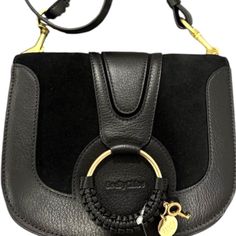 Nwt - Chloe’ Suede Black And Leather Handbag Chloe Black Crossbody Bag, Joan Bag See By Chloe, Chloe Bags, See By Chloe, Leather Handbag, Black Suede, Leather Handbags, Crossbody Bags, Chloe