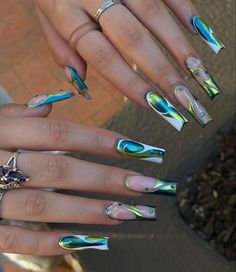 Nails And Rings, Wife Nails, Colorful Nail, Edgy Nails, Mob Wife