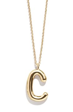 A bubbly initial pendant hangs from an adjustable chain in this polished necklace that will help personalize your stack. 20" length; 3" extender Goldtone plate Imported Gold C, Initial Pendant, Christmas Wishlist, Initial Necklace, My Jewellery, Jewelry Box, Gold Tones, Initials, Bubbles