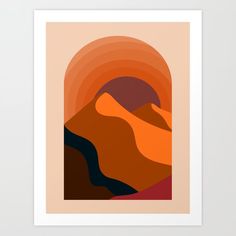 an orange and brown landscape with mountains in the background art print by design expresso