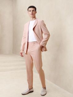 the suit was very heavy and not the pattern I ordered. the size was also small. Im trying to return the suit but its not letting me. will not suggest you buy this Beach Wedding Mens Attire, Guest Wardrobe, Pink Suit Men, Wedding Guest Outfit Men, Suit Lining, Wedding Guest Suits, Groom Suits, Party Jacket, Prom Suit