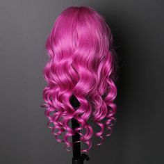 100% Virgin human hair Lace Front Wig 150% hair density Loose Wavy Hot Pink 18 inch Wavy Lace Wig, Wig Buy, Bangs Ponytail, Curly Lace Wig, Ombre Lace Front, Purple Wig, Green Wig, Spiral Curls, Beautiful Curly Hair