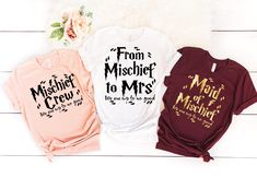 Wizard and Witch Themed Party Shirts  Our Best Selling Shirts, now come in a variety of different styles and saying options! Matching t-shirts/tank tops are a must have for any bachelorette party and bridal party get together. Show everyone you are there to celebrate the Bride to be and stand out in a crowd! Please scroll through all listing photos to get complete details. THIS LISTING RUNS TRUE TO SIZE ( CREW NECK SHIRT ARE CLASSIC UNISEX FIT, TANK TOPS ARE FLOWY "LOOSE") CARE INSTRUCTIONS: - T Harry Potter Bachelorette, Bachelorette Party Tanks, Halloween Shirts, Muscle Tank Tops, Change Of Address, T-shirts & Tank Tops, Crew Shirt, Crew Neck Shirt