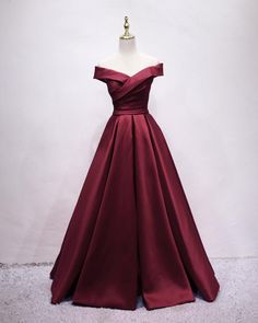 Burgundy Ball Gown For Party, Burgundy A-line Evening Dress For Prom, Burgundy Satin Dress For Prom Season, Burgundy Satin Prom Dress, Burgundy Ball Gown Dress For Wedding, Burgundy Ball Gown For Wedding, Burgundy Wedding Dress With Sweep Train, Burgundy Fitted Ball Gown For Prom Season, Burgundy Fitted Ball Gown For Prom