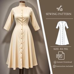 the sewing pattern for this dress is easy to sew, and has long sleeves