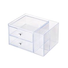 two drawers are shown with one drawer open and the other closed, on top of each other