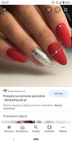 Almond Nails, Nails, Red, Beauty, Design