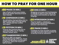 a poster with instructions on how to pray for one hour