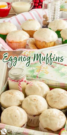 an eggnog muffins recipe in a holiday box