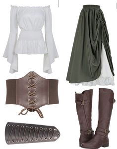 Celtic Fling Outfit, Narnia Clothing Aesthetic, Green Pirate Dress, Simple Renisance Fair Outfit, Simple Midevil Outfits, Italian Asethic Fashion, Mediavel Outfit, Women Pirate Outfits Medieval, Rennisance Faire Costumes Elf