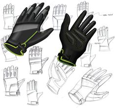 an image of gloves that are designed to look like they have green stitchs on them