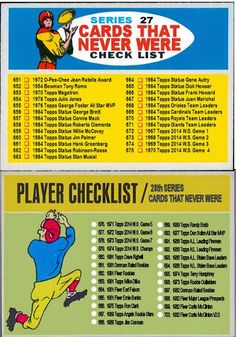 the back side of a card with an image of a player checklist