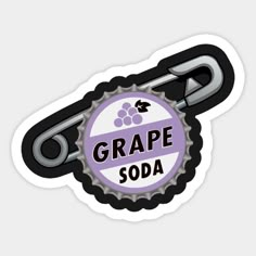 grape soda bottle opener sticker with the word grape soda on it's side