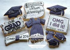 decorated cookies with graduation caps and gowns