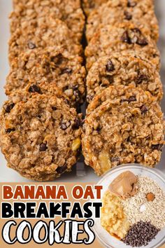 banana oat breakfast cookies with chocolate chips and peanut butter