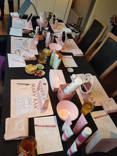 the table is covered with many different items