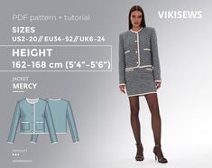 Mercy Jacket PDF Sewing Pattern With Tutorial, Size EU34-EU52 for 162-168 Cm Height - Etsy Sewing Instructions, Dress Sewing Pattern, Crochet Trim, Choose The Right, Sewing Dresses, The Gallery, Pdf Pattern, Sewing Pattern