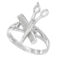 Amazon.com: Sterling Silver Barber Shop Comb & Scissors Ring Flawless Quality 3/4 inch long, sizes 6 - 9: Jewelry Cosmo Girl, Salon Suites, Grooming Salon, Popular Rings, Love Hair, Hair Humor, Cosmetology, Beauty Shop