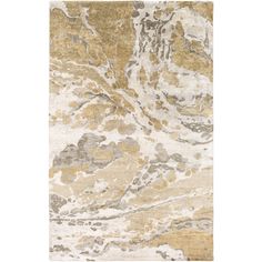 an abstract rug with gold and white colors