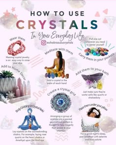 how to use crystalls for every energy life - info poster with images and text