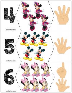 the mickey mouse and minnie mouse numbers are shown in this printable activity for kids