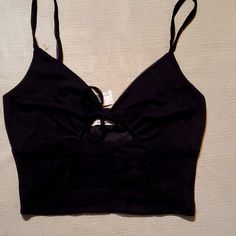 Nwot Urban Outfitters Sexy Keyhole Crop Tank. Low-cut Crop Top With Built-in Bra For Night Out, Black Low-cut Crop Top With Built-in Bra, Trendy Low-cut Crop Top For Club, Black Cami Crop Top For Club, Black Fitted Low-cut Top, Fitted Low-cut Tank Top For Night Out, Black Hollow Out Crop Top For Night Out, Black Cutout Top For Club, Black Stretch Low-cut Tops