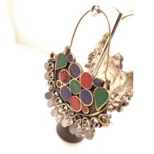 Multicolor Earrings, Silver Bells, Traditional Techniques, Handmade Crafts, Bali, Stone, Silver