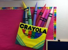 crayola markers are in a bag on the wall