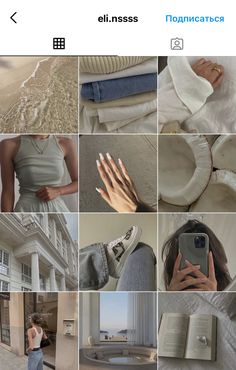 a collage of photos with the same person holding a cell phone in front of them