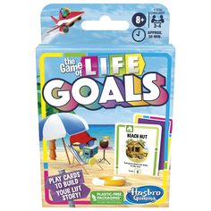 the game of life goals card game in its package with instructions and pictures on it