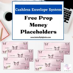 cashless envelope system with free prop money placeholders for business cards and other items