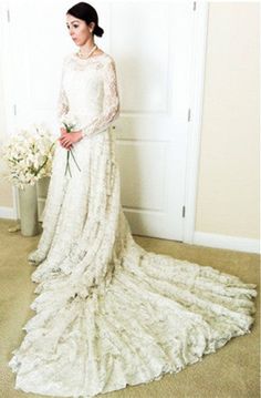 Suzhoudress.com custom white lace long sleeve wedding dresses in high quality at factory price, saving your money and making you shinning at your party. White Lace Long Sleeve Wedding Dress, White Lace Long Sleeve, Long Sleeve Wedding Dresses, Court Train Wedding Dress, Sleeve Wedding Dresses, Plus Size Wedding Dress, Long Sleeve Wedding Dress Lace, Lace Long Sleeve, Long Sleeve Wedding