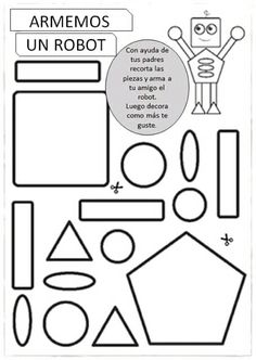 a paper cutout with the words, let's make a robot and an image of