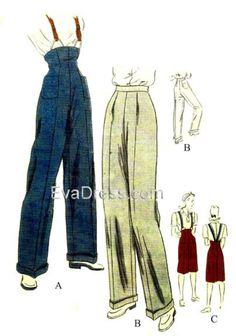 1945 Wide Leg Trousers and Clam Diggers 34 to 40 | Etsy Style Année 20, Robes Vintage, Glendale Az, Couture Mode, Poses References, Trouser Style, Drawing Clothes, Vintage Sewing Patterns, Historical Fashion