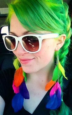 this chick pulls off neon green hair.  jealous... can't dye my hair crazy colors anymore :-( Neon Green Hair, Neon Hair, Awesome Hair, Bright Hair, Dream Hair, Crazy Hair