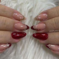 Red And Silver Nails, Hoco Nails, Red And Gold Nails, Fire Nails, Pretty Acrylic Nails