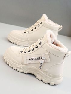 Women Winter Plush 2024 New Korean Fashion Student Versatile Plush Warm High-Top  Boots Thick Bottom Increased Height Casual Sneakers Khaki         Sports & Outdoor Shoes, size features are:Bust: ,Length: ,Sleeve Length: Ankle Sneakers, High Top Boots, Style Sportif, Shoes Boots Ankle, Warm Shoes, Winter Snow Boots, High Top Shoes, Platform Sneakers, Womens Boots Ankle