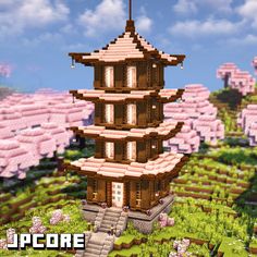 an image of a japanese pagoda in minecraft