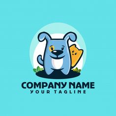 a blue dog and cat logo with the words company name your tagline on it