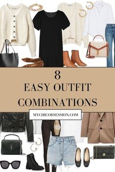 Rocker Capsule Wardrobe, Outfits With Clothes You Already Have, Fall Casual Chic Outfits, Cool Chic Outfits, Jackets With Dresses, Black Dress And Cardigan, Quick Outfit Ideas, Casual Chic Wardrobe, Jeans And Combat Boots