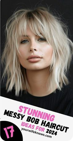 Shaggy Hairstyle Women, Short Forehead Hairstyles, Choppy Shoulder Length Hair, Bright Blonde Bob, Shoulder Length With Bangs, Haircuts For Thinning Hair, Women Over 50 Hairstyles, Long Choppy Bobs, Grey Hair And Glasses