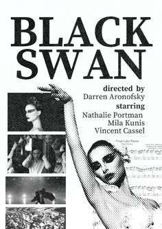 an advertisement for the black swan concert with pictures of people and music sheets on it