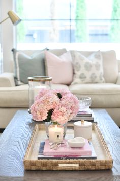 Valentine’s coffee table styling Coffee Table Inspo Decor, Living Room Ideas Girly, Colourful Apartment, Dublin Apartment, Cute Living Room Ideas, French Glam, Family Den, Books Flowers