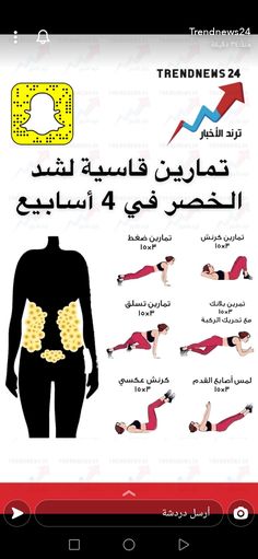 an arabic textbook with instructions on how to use the stomach and chest for exercise, including exercises